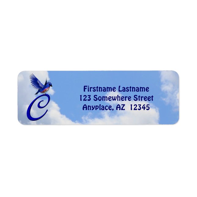 Bluebird Elegant Monogram Initial C Return Address Label (Front)
