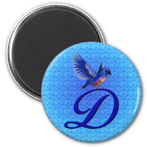 Bluebird Elegant Monogram Initial D Magnet