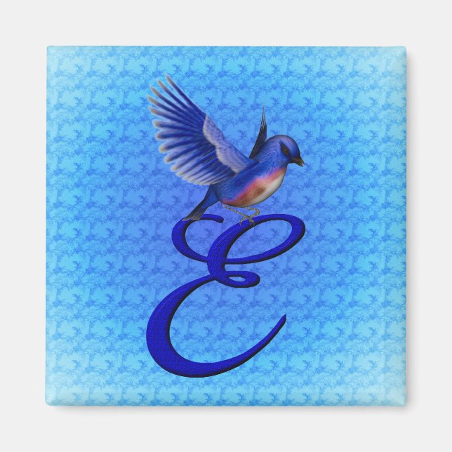 Bluebird Elegant Monogram Initial E Magnet (Front)