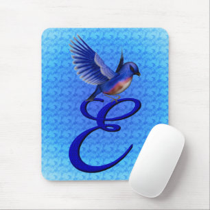 Bluebird Elegant Monogram Initial E Mouse Pad
