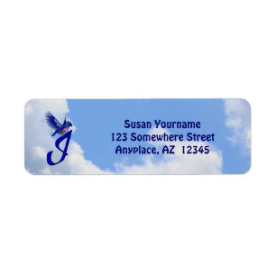 Bluebird Elegant Monogram Initial I Return Address Label