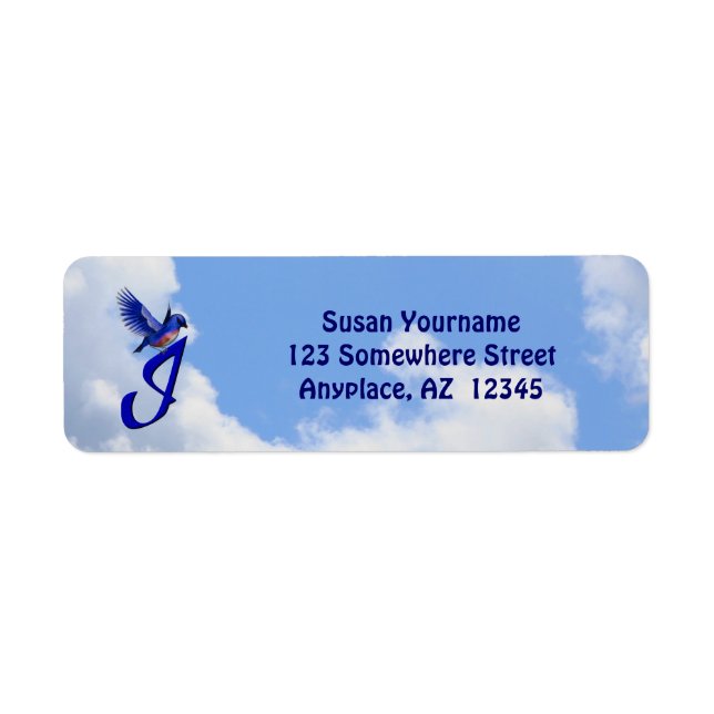 Bluebird Elegant Monogram Initial I Return Address Label (Front)