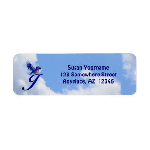 Bluebird Elegant Monogram Initial J Return Address Label