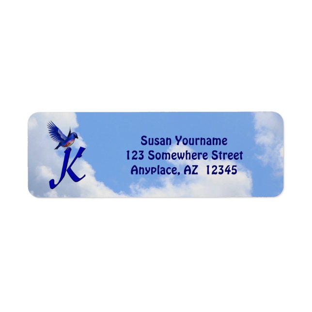 Bluebird Elegant Monogram Initial K Return Address Label (Front)
