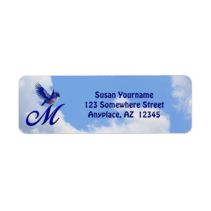 Bluebird Elegant Monogram Initial M Return Address Label
