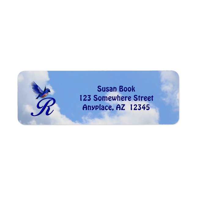 Bluebird Elegant Monogram Initial R Return Address Label (Front)