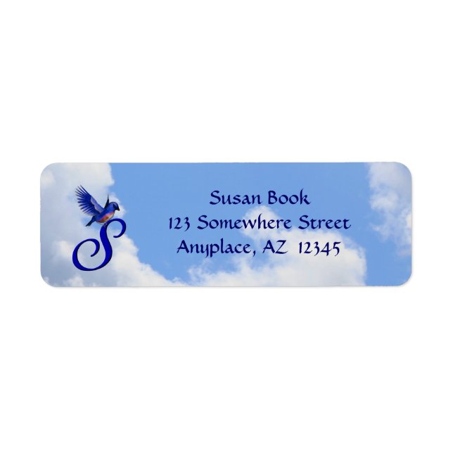 Bluebird Elegant Monogram Initial S Return Address Label (Front)