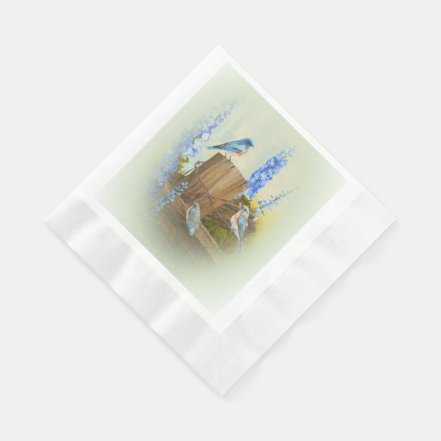 Bluebird Family Paper Napkins (Corner)