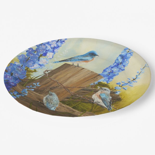 Bluebird Family Paper Plates (Angled)