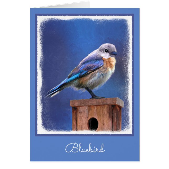 Bluebird (Female) Painting - Original Bird Art (Front)