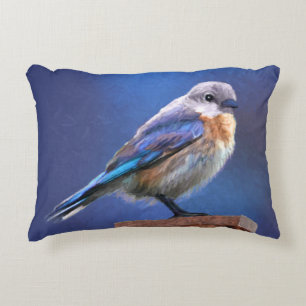 Bluebird (Female) Painting - Original Bird Art Accent Pillow