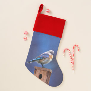 Bluebird (Female) Painting - Original Bird Art Christmas Stocking