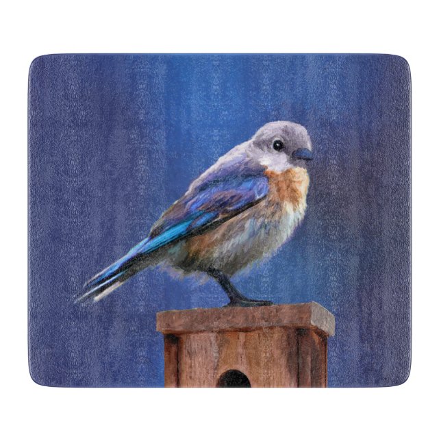 Bluebird (Female) Painting - Original Bird Art Cutting Board (Front)