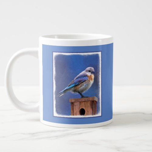 Bluebird Female Painting _ Original Bird Art Giant Coffee Mug