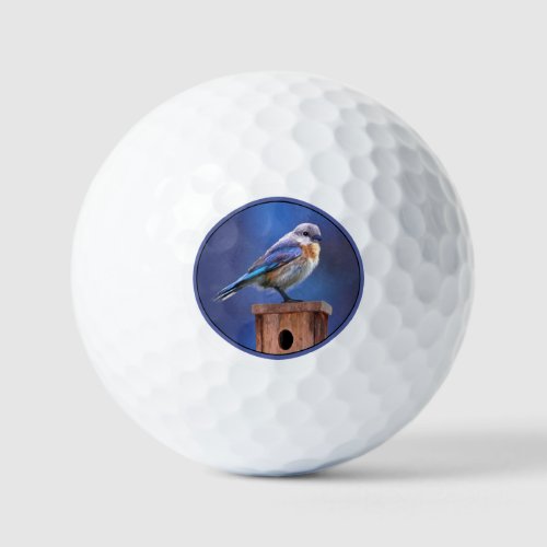 Bluebird Female Painting _ Original Bird Art Golf Balls
