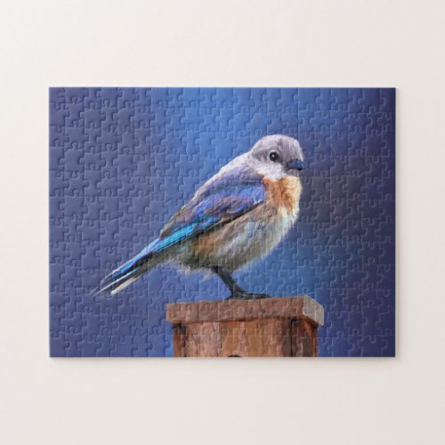 Bluebird Female Painting _ Original Bird Art Jigsaw Puzzle