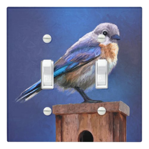 Bluebird Female Painting _ Original Bird Art Light Switch Cover