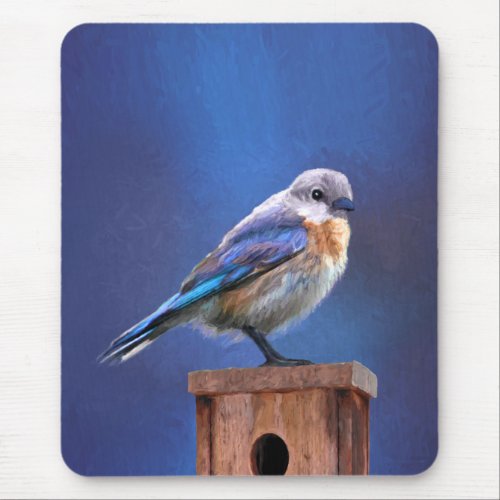 Bluebird Female Painting _ Original Bird Art Mouse Pad