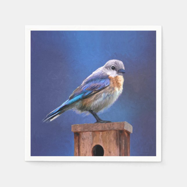 Bluebird (Female) Painting - Original Bird Art Napkins (Front)
