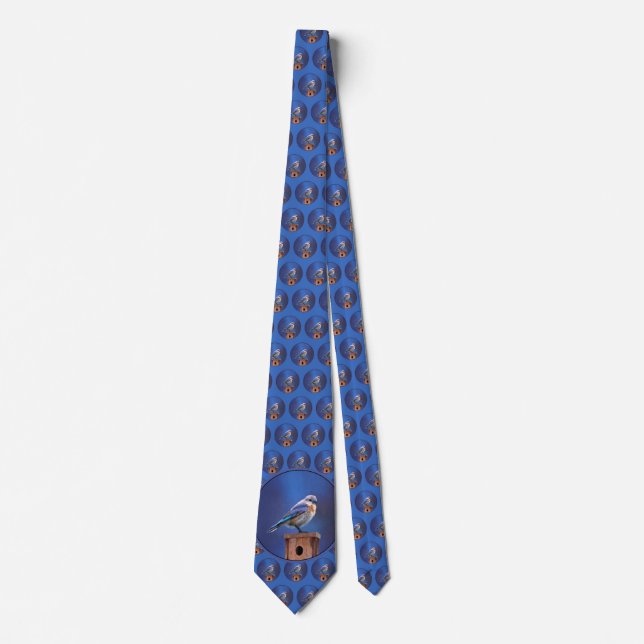 Bluebird (Female) Painting - Original Bird Art Neck Tie (Front)