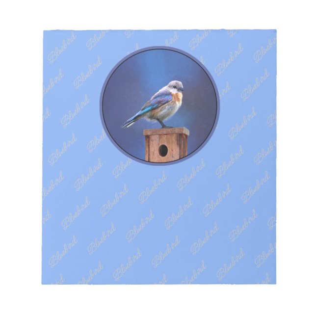 Bluebird (Female) Painting - Original Bird Art Notepad (Front)