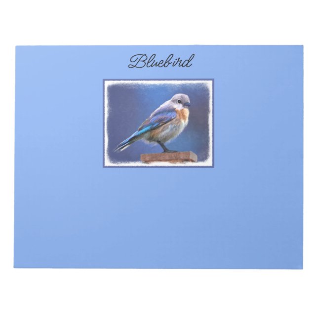 Bluebird (Female) Painting - Original Bird Art Notepad (Front)