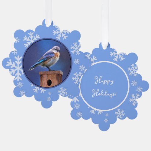 Bluebird Female Painting _ Original Bird Art Ornament Card