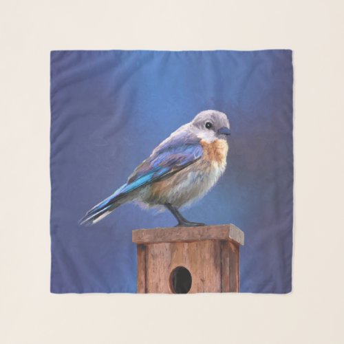 Bluebird Female Painting _ Original Bird Art Scarf