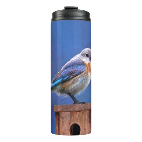 Bluebird Female Painting _ Original Bird Art Thermal Tumbler