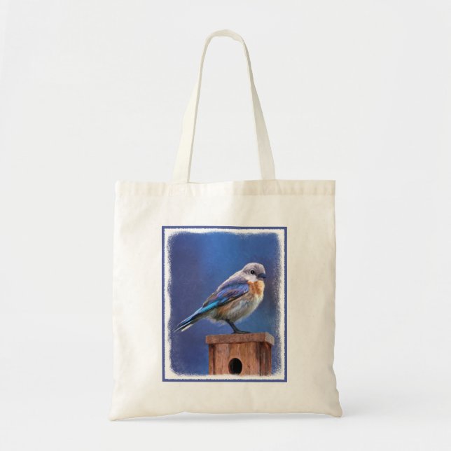 Bluebird (Female) Painting - Original Bird Art Tote Bag (Front)