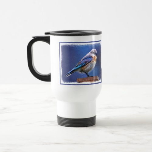 Bluebird Female Painting _ Original Bird Art Travel Mug