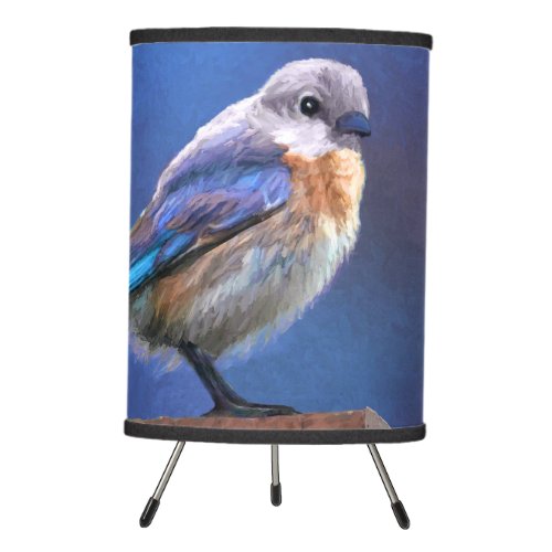 Bluebird Female Painting _ Original Bird Art Tripod Lamp