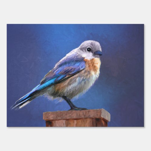 Bluebird Female Painting _ Original Bird Art Yard Sign