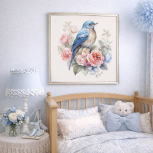 Bluebird Floral Art Home Decor