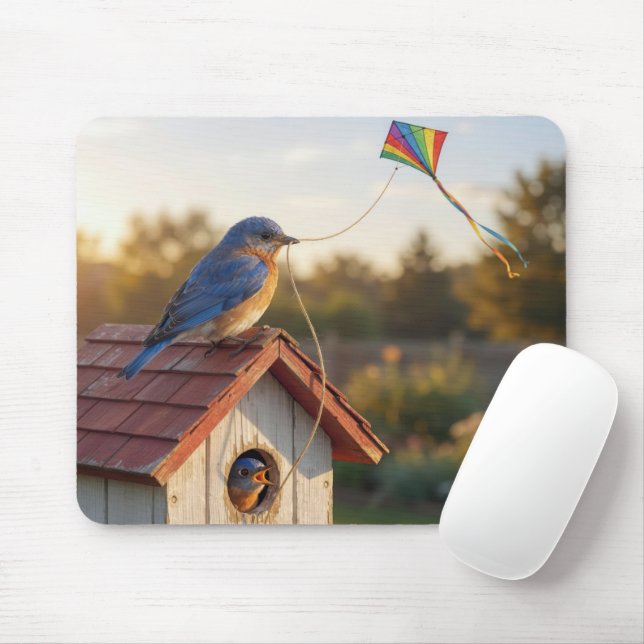 Bluebird Flying a Kite Mouse Pad (With Mouse)