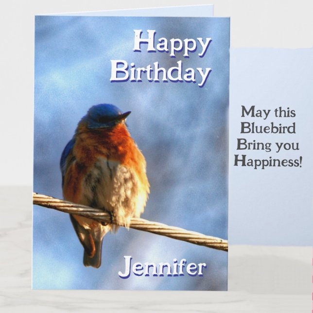 Bluebird Happiness Photographic Birthday Card (Creator Uploaded)
