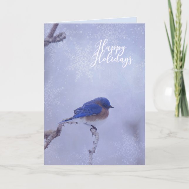 Bluebird Happy Holidays Greeting Card (Front)