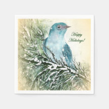 Bluebird Holiday Cocktail Napkin
