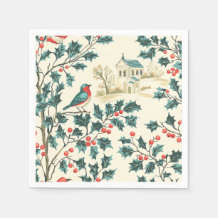 Bluebird Holly Christmas Winter Church Napkins
