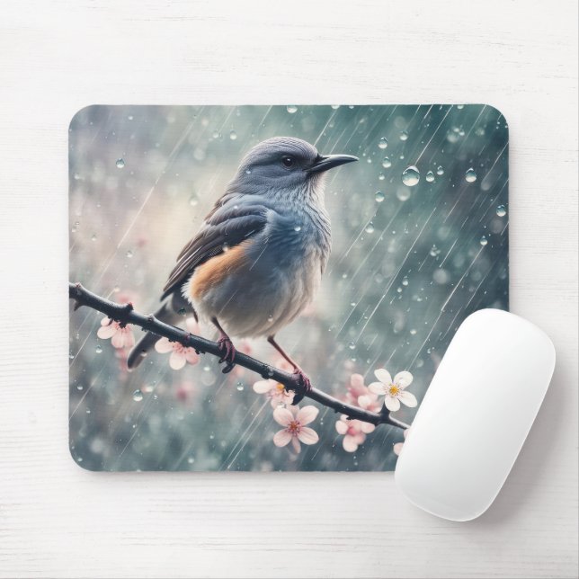 Bluebird In a Rainy Window Mouse Pad (With Mouse)