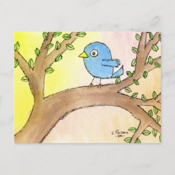 Bluebird In A Tree Postcard by KaliParsons at Zazzle