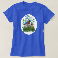 Bluebird in Flower Garden / Bird Lover