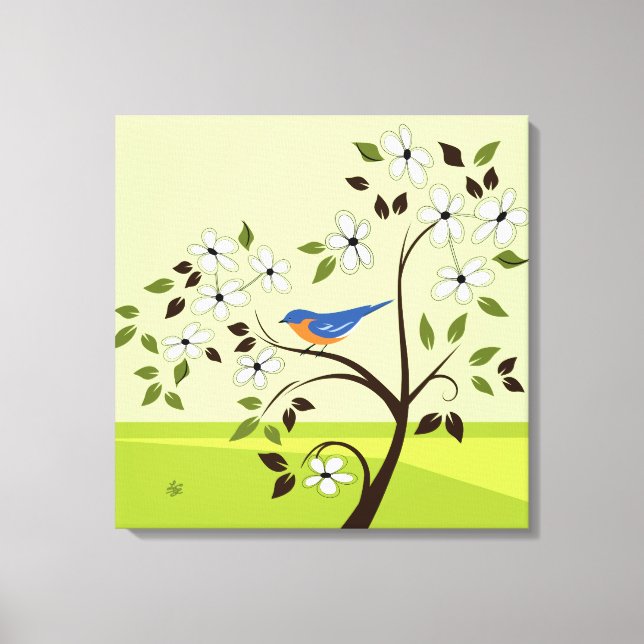 Bluebird In Tree Canvas Print (Front)