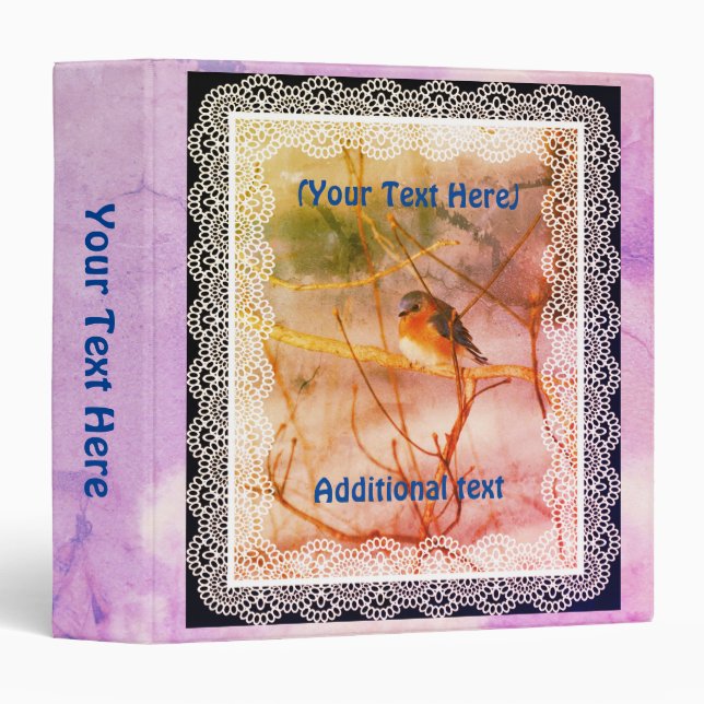 Bluebird In Winter Animal Art Personalized 3 Ring Binder (Front/Spine)