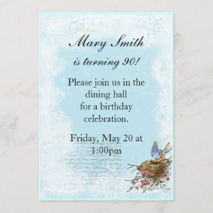Bluebird invitation Birthday or Anniversary