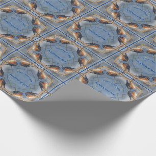 Bluebird Kaleidoscope Nature Art Personalized Wrapping Paper