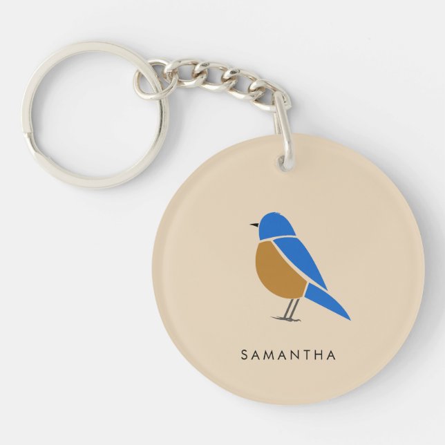 Bluebird Keychain | Modern Minimal Illustration (Front)