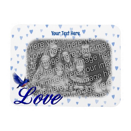 Bluebird Love Blue Hearts Frame Add Your Photo  Magnet