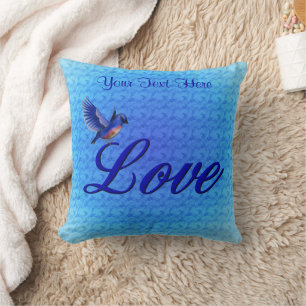 Bluebird Love Personalized Throw Pillow