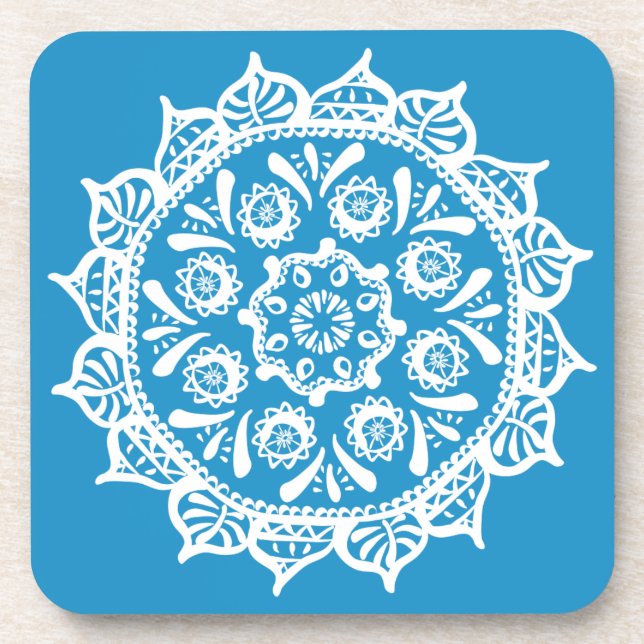 Bluebird Mandala Beverage Coaster (Front)